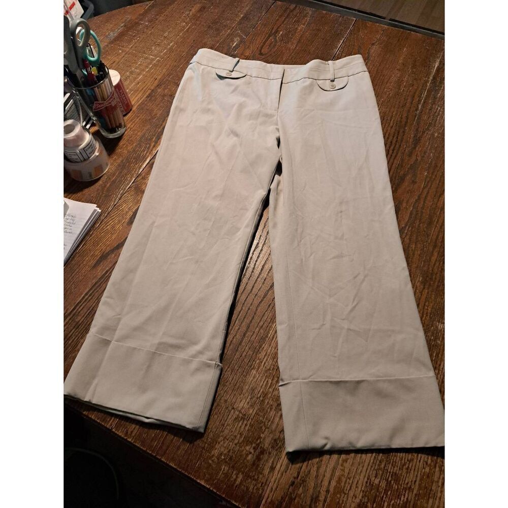 Ann Taylor Loft Women’s 12 Tan Khaki Cuffed Capri Pants Adjustable Waist